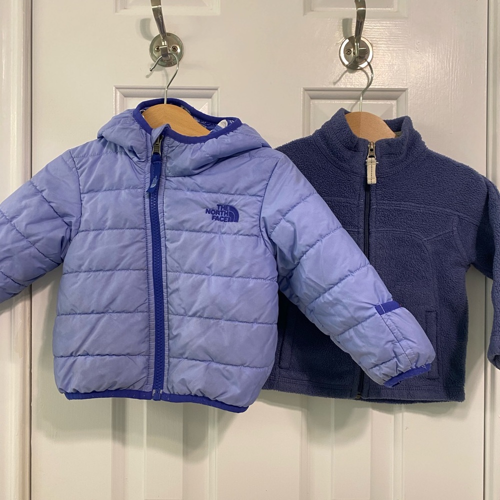 BUNDLE The North Face Kid Puffer Jacket and REI Purple Fleece